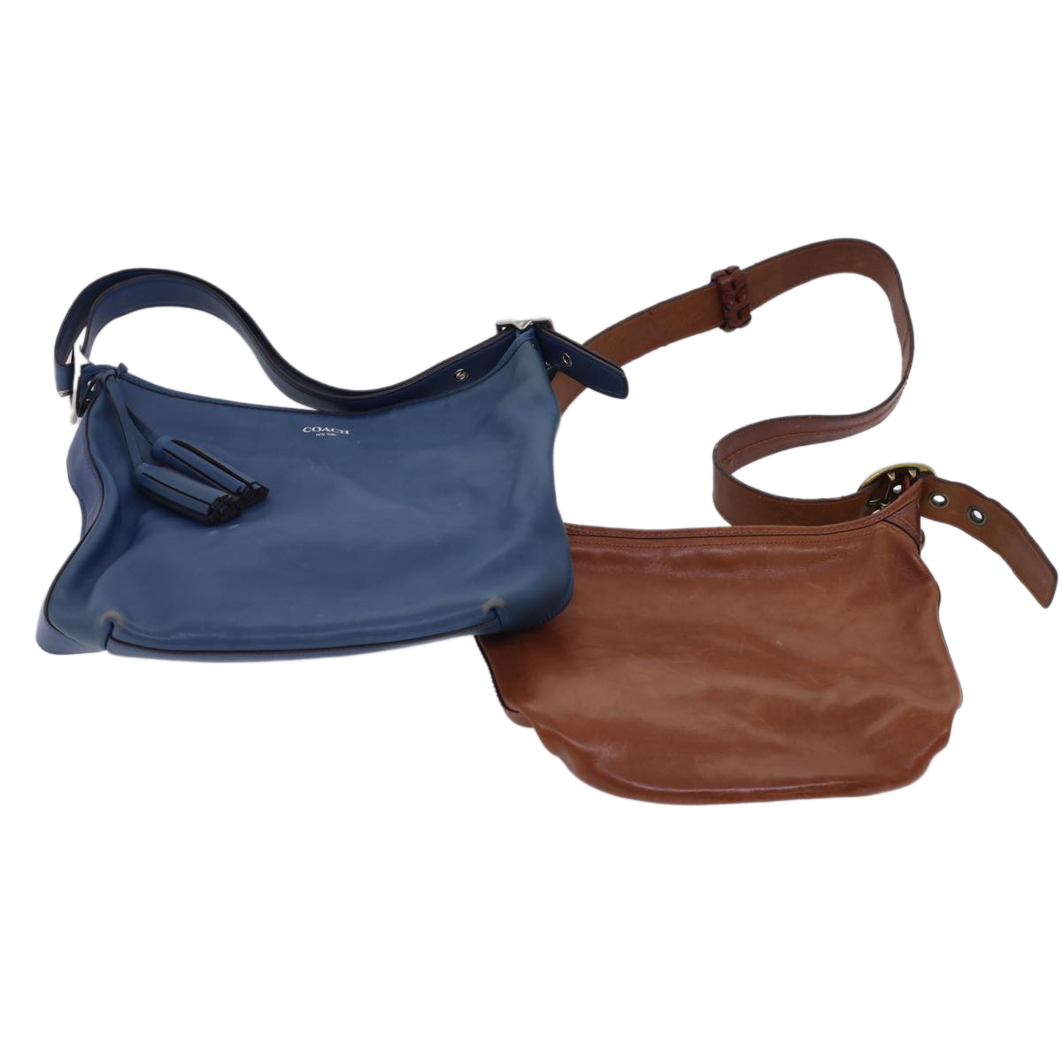 Coach Shoulder Bag Leather 2set Brown Blue Auth 39853